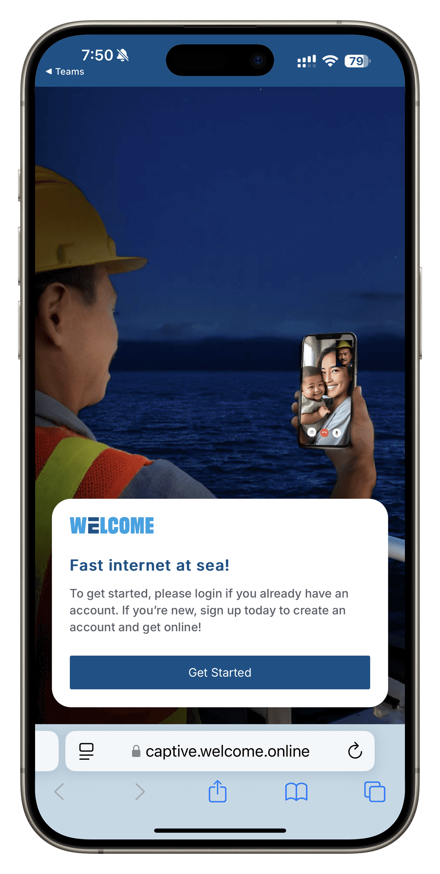 WELCOME captive portal screenshot